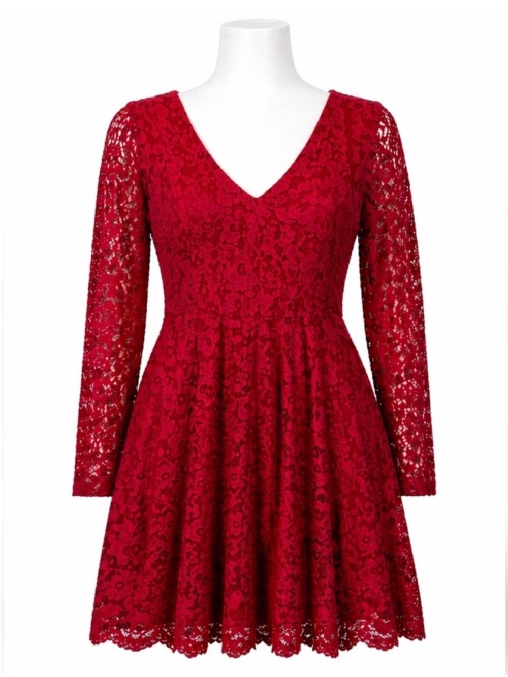 Size 1X Torrid Women’s Red Lace Skater Dress Fit & Flare Holiday Party